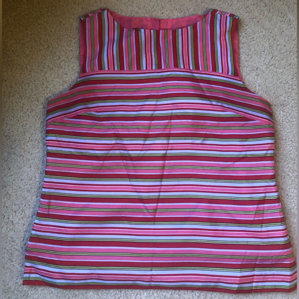 Talbots Silk Multicolored Stripped Sleeveless Top- 14P